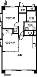 ダイソー12号館 2階2LDKの間取り