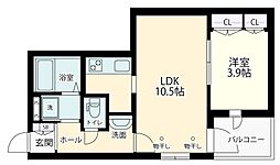 グレイス蘆花 2階1LDKの間取り