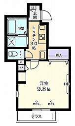 フィガロ 1階1Kの間取り
