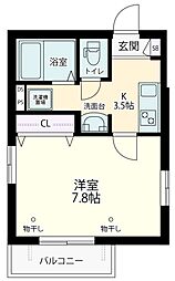 パーシモン幡ヶ谷 1Kの間取図画像