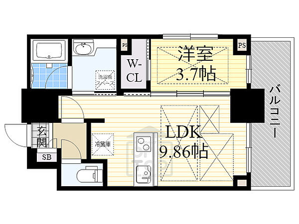 ノルデンタワー江坂プレミアム ｜大阪府吹田市広芝町(賃貸マンション1LDK・13階・35.40㎡)の写真 その2