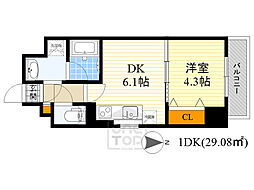 Osaka Metro御堂筋線 江坂駅 徒歩14分の賃貸マンション 1階1DKの間取り