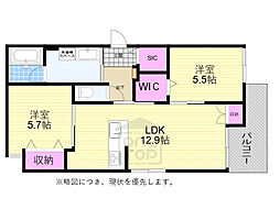 （仮称）大阪市浪速区難波中3丁目ヘーベルメゾン 2階2LDKの間取り
