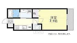 サンシャリテ向丘B棟 1階1Kの間取り
