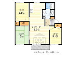 フレグランス箕面2 2階3LDKの間取り