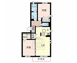 カーサソレアード 2LDKの間取図画像