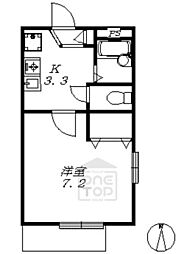 メゾンツジモト 1Kの間取図画像