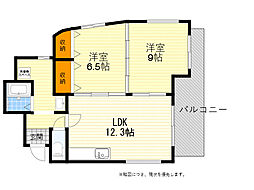 ベルメゾン千里2 2LDKの間取図画像