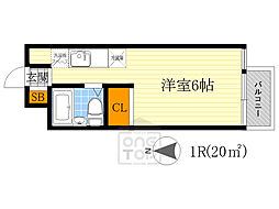関大前LIFE21 ワンルームの間取図画像