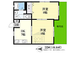 コート豊中 2DKの間取図画像