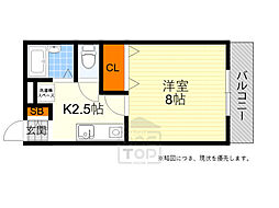 ドミールKN 1Kの間取図画像