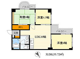 南千里ハイツ 3LDKの間取図画像