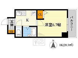 コスモハイツ 1Kの間取図画像