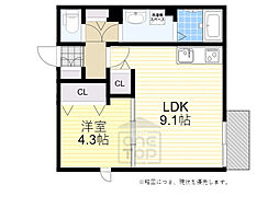 吹田市千里山西4丁目アパート 1LDKの間取図画像