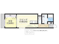 ドロップショット日の出 1LDKの間取図画像
