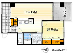 アビタシオンサンキュエム 1SLDKの間取図画像
