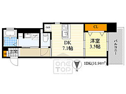ファーストフィオーレ江坂江の木町パークサイド 1DKの間取図画像