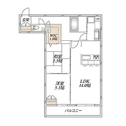 ウエスタンハイツ18 2LDKの間取図画像