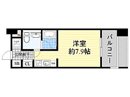レジディア江坂 ワンルームの間取図画像