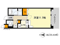サイドヒル2 1Kの間取図画像