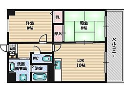 サンシェール千里 2LDKの間取図画像