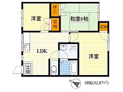 パインヒルズ 3DKの間取図画像