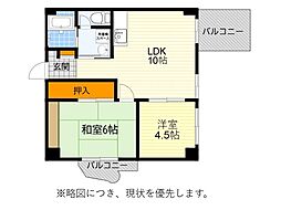 南千里ハイツ 2LDKの間取図画像
