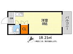 シャンブル千里山1 ワンルームの間取図画像