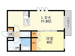 カーサフェリチェヴィータ 1LDKの間取図画像