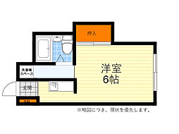 美吉野ハイツ ワンルームの間取図画像