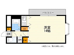 シャトレ豊津2 ワンルームの間取図画像