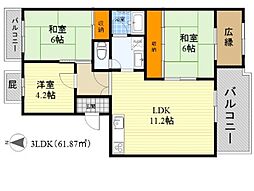 レジデンス吉川4棟 3LDKの間取図画像