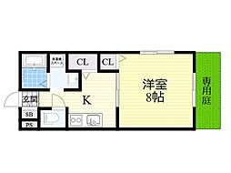 ヴィラグレイスA・B 1Kの間取図画像