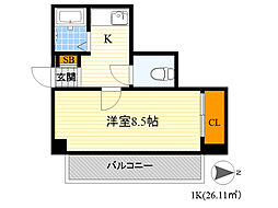チサンマンション第5江坂 1Kの間取図画像