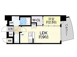 プレサンス江坂ベルフィーヌ 1LDKの間取図画像