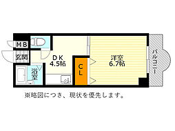 ヴィラヴェルディ三番館 1DKの間取図画像