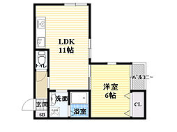 サンライフ桜塚 1LDKの間取図画像