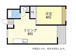 南千里第2コーポラスB棟 1LDKの間取図画像