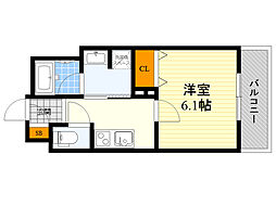 ゲートコート豊中 1Kの間取図画像