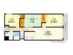レスカーラ緑地公園 3LDKの間取図画像
