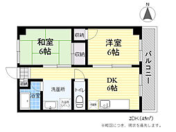グリーンパークハイツ 2DKの間取図画像
