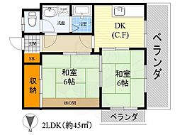 サンロードNo.3 2DKの間取図画像