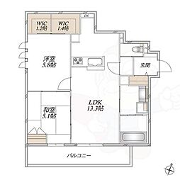 Garden crest箕面船場(BORIKIみのおせんば) 2LDKの間取図画像