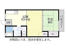 コーポ路 1LDKの間取図画像