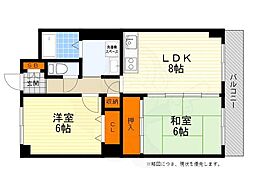 パディストン芳野 2LDKの間取図画像