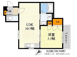 ブランレグルス 1LDKの間取図画像