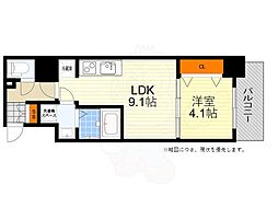 エスレジデンス江坂エミネンス 1LDKの間取図画像