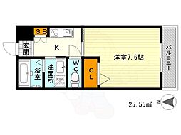 ロイヤルクイーンズパーク江坂 1Kの間取図画像