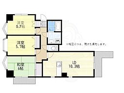 東明マンション江坂2 3LDKの間取図画像