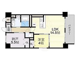 エリタージュ江坂 2LDKの間取図画像